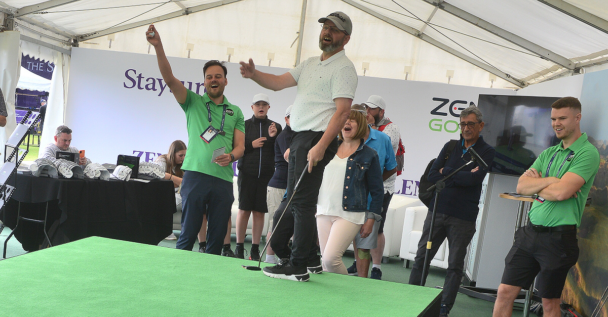 Emotions running high on the Zen Green Stage moving putting green during Staysure Senior PGA Championship.