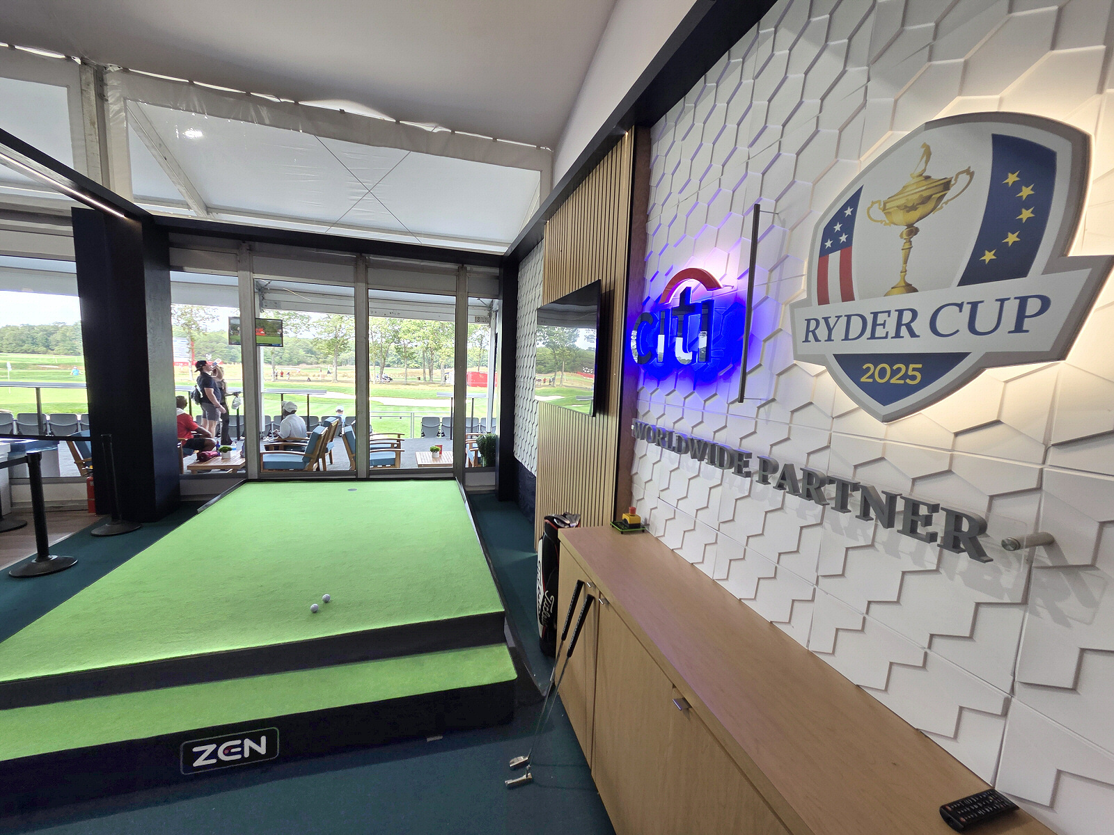 Zen Green Stage in the Citi Lounge during the TWO12 Events brand activation at Ryder Cup 2025.