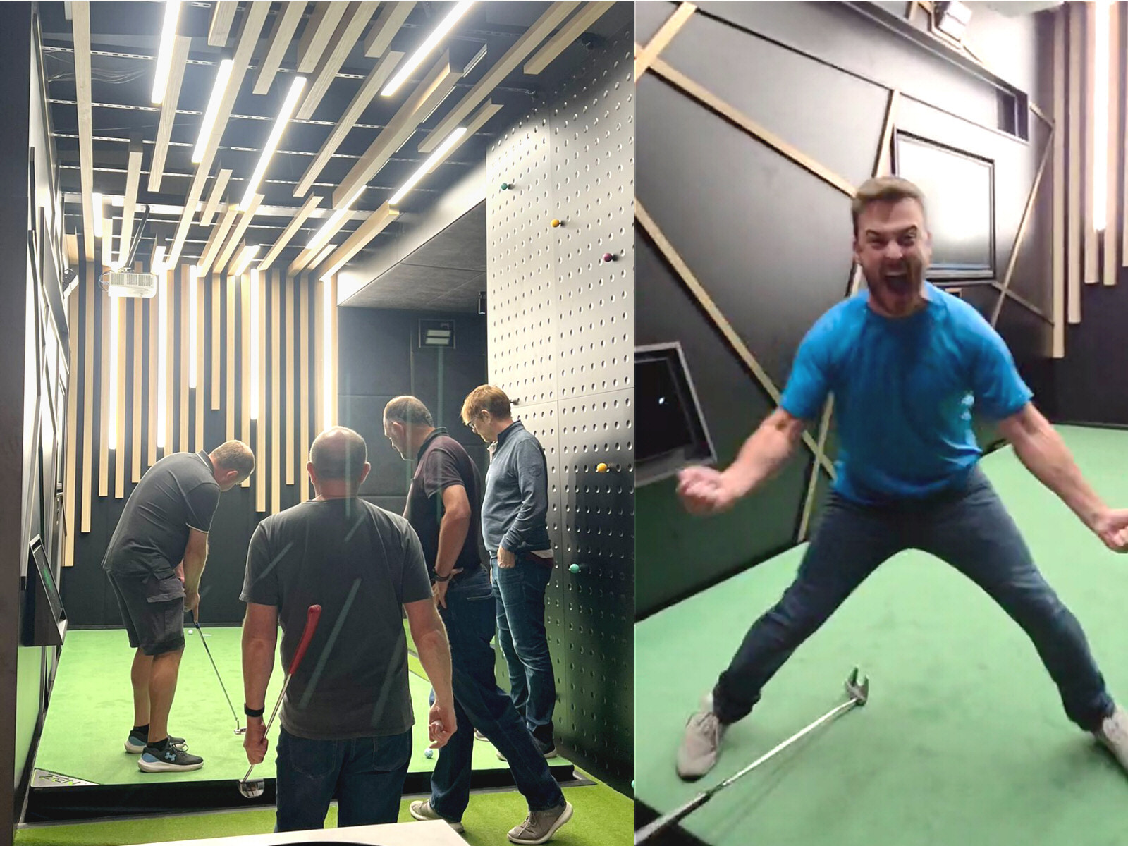 Holing GMac's putt on 16 in the 2010 Ryder Cup creates ecstasy at 1IRON Golf in Milton Keynes, UK